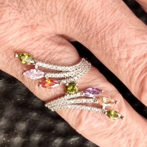 Crystal Cocktail Multi Color Statement Ring Costume Jewelry Size 8
